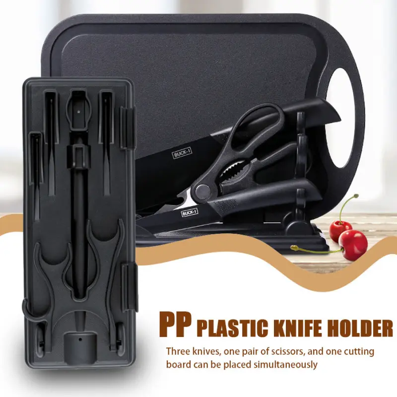 1pc Compact Black Plastic Knife Block, Holds All Your Kitchen Knives, Space-Saving Knife Organizer for Every Home Cook
