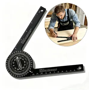 【FathersDayGift】Aluminum Miter Saw Protractor | 7-Inch Rust Proof Angle Finder Featuring Precision Laser Engraved Scales Saw Protractor with Measuring Rulers for Angle Finder Carpentry, Crown Molding Tool, Baseboard building trade CNC Machined Woodworking