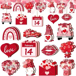 Valentine's Day Decorations Set, 12pcs/24pcs/36pcs Heart-Shaped Fairy Tree Ornaments with Rope, Perfect for Valentine's Party Decoration