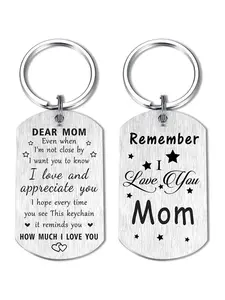 Remember I Love You Dad Mom Papa Grandma Gifts, Happy Birthday Gift , Mother 's Father's Day Present from Daughter Son, Stylish Stainless Steel Keychain