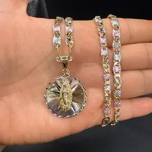 Gold plated Virgen De Guadalupe Neckles necklace Tricolor jewelry