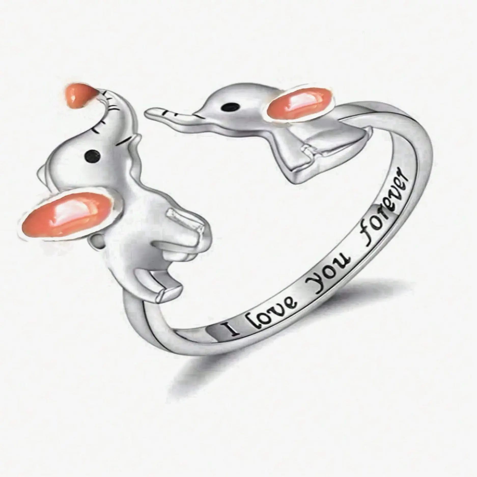 1pcs Creative & ladies Double-Color A graceful Luxury Decor band style Great Unique Gift Jewelry Makes Suitable resizable Mother's graceful Elephant Day For Gift resizable