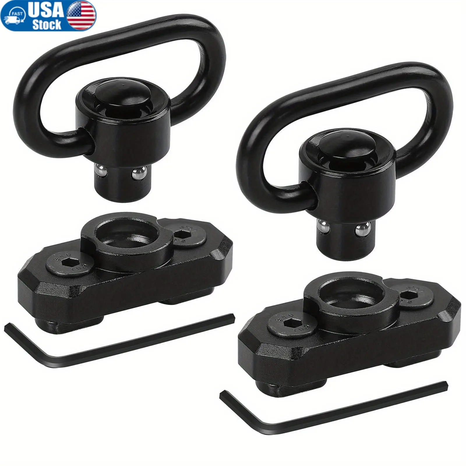 2PCS Zinc Alloy Quick-Release QD Shoulder Strap Connector, M-Lock Connector