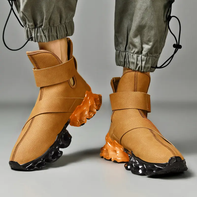 UYCEKK Men's Ultra-Fiber British Style Boots with Hook-and-Loop Closure - Short Ankle Boots, Rubber Sole & Fabric Upper, Low-Top/Full-Coverage Suitable for Casual, Office, Semi-Formal Wear - Durable & Comfortable Footwear