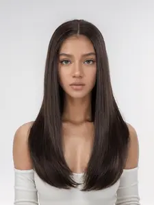 22 Inch Long Straight Wigs for Women, Gorgeous Fluffy Wigs without Bangs, Synthetic T-part Lace Front Wigs for Party, Daily Use