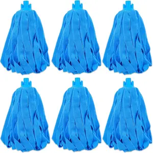 Microfiber Cloth String Mop  Refill, Loop End Screw On Mop  Compatible with All Standard  Threading Pole (Acme 3/4 inch Thread) (6)