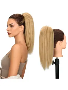 16-inch short straight hair waterfall half-up clip-in ponytail, voluminous and natural hair enhancement, sweet and cool style for girls, extendable ponytail wig suitable for everyday wear by women