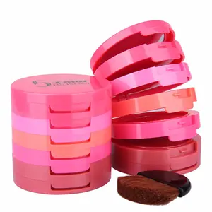 Fashion New Rouge Cream Blush Tray Makeup Cosmetic with 5 Vibrant Colors 40G Net Content 44.5*44.3*32mm Size for Daily or Travel Use - 5Colors