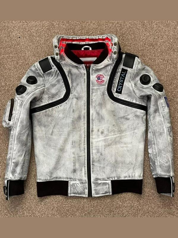 OX and Bulls Handmade Off White V's Jacket 2077 Cyberpunk Inspired Vegan Leather Cosplay Costume for Men Autumn Wear with Samurai Skull Design