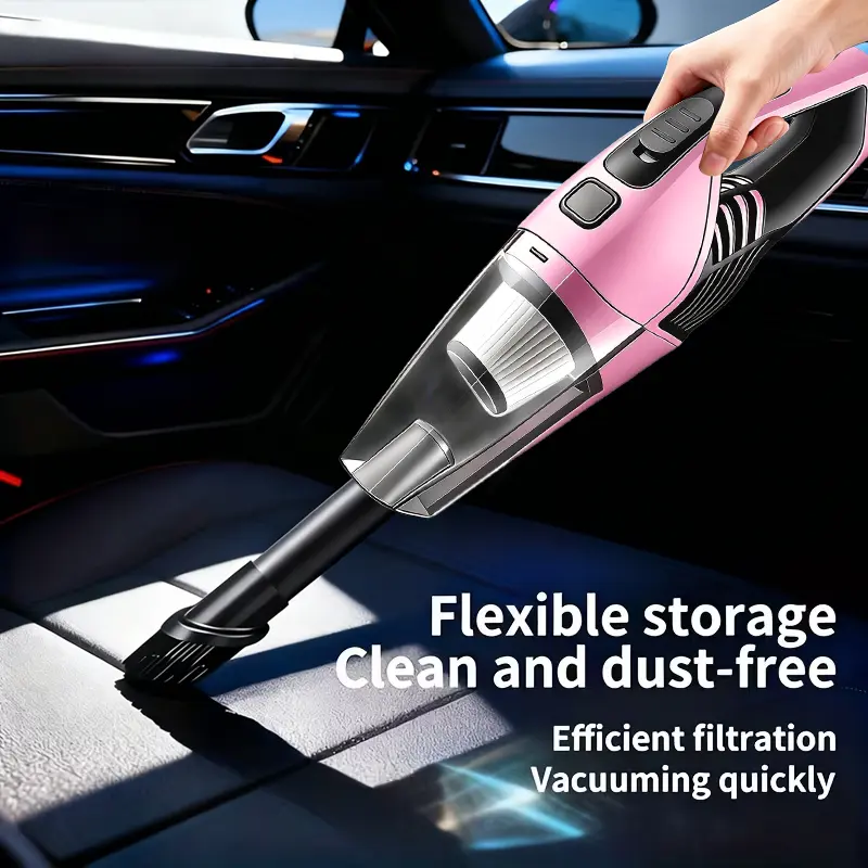 Cordless Pink Hand Vacuum - Aesthetic Mini Household Cleaner for Car, Vanity Use