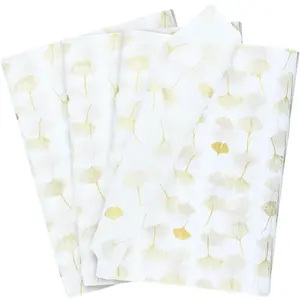 120 Sheets  Wrapping Tissue Paper Bulk, Metallic  Ginkgo Leaves Tissue Paper for  Bags, Decorative Art Papers for DIY Crafts Wedding Birthday Holiday Party Decor, 20x14 Inches