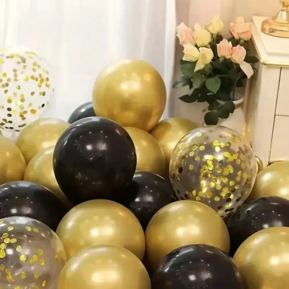 16PCS Black Sequin Glitter Balloons