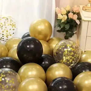 16PCS Black Sequin Glitter Balloons
