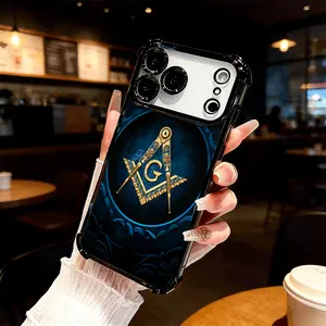 Masonic Symbol Four Comer Ant-Fall Phone Case Transparent Electroplated Protective Cover for iPhone 17 16 Pro Max 15 Air Plus 14 13 12 11E