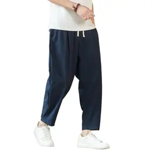 ANIMAL GAME Men's Drawstring Baggy Lightweight Pant Mid Waist Casual Minimalist Harem Pants Above Ankle Length Cotton All Seasons