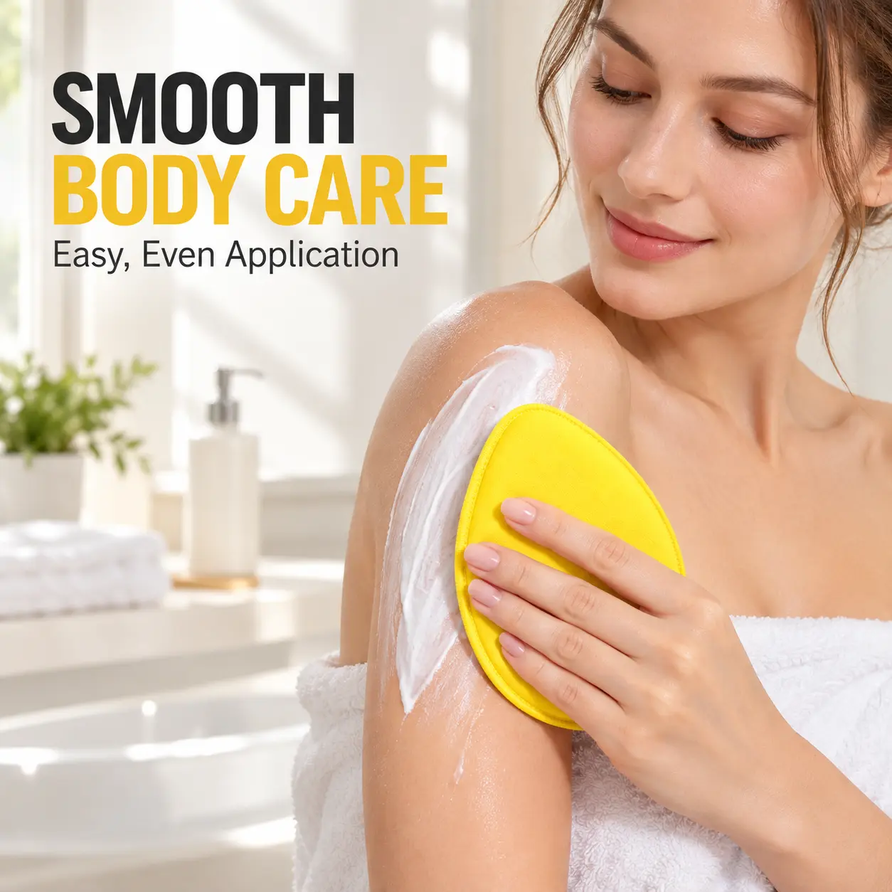 Body Lotion Applicator Sponge with Hand Strap, Reusable No-Mess Lotion Applicator for Body, Sunscreen & Cream, Even Application Skincare Pad