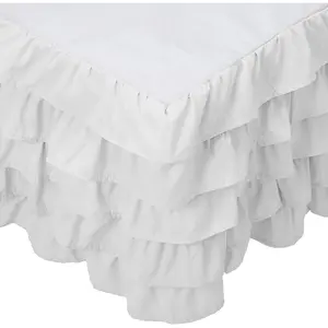 Leila Multi-Ruffle Bed Skirt, 1500 Count Quality, Dust Ruffle, 15 inch Drop, Wrinkle and Stain Resistant, MultiRuffle, Full, Snowy White