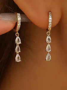 Elegant Water Drop Zircon Earrings for Women, Teardrop Earrings, Simple Style Daily Party Versatile Jewelry, Fashionable and Stylish Ear Accessories
