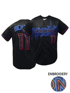 Men's Toronto #11 Embroidered Baseball Jersey Loose Fit V-Neck Short Sleeve Sports Top for Casual Wear, Outdoor Activities, Sports Clothing