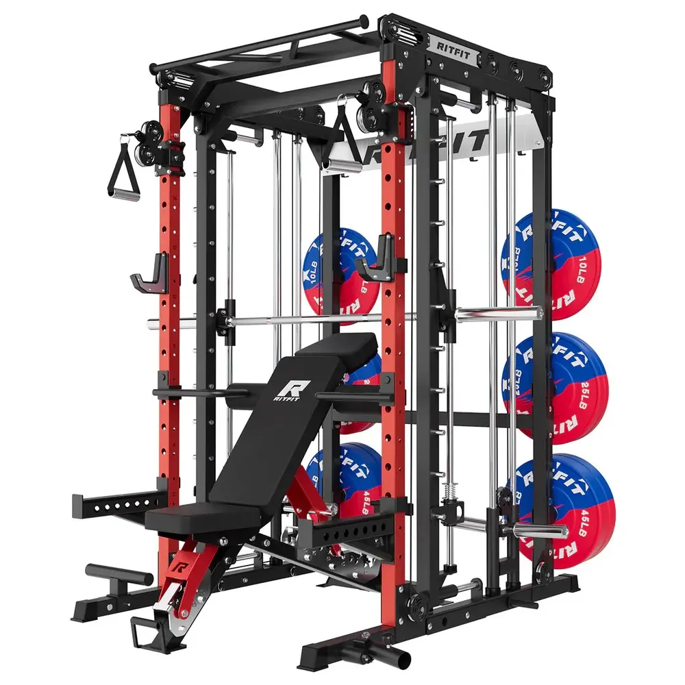 Red M2 3D with bench and 370lb patriotic plates