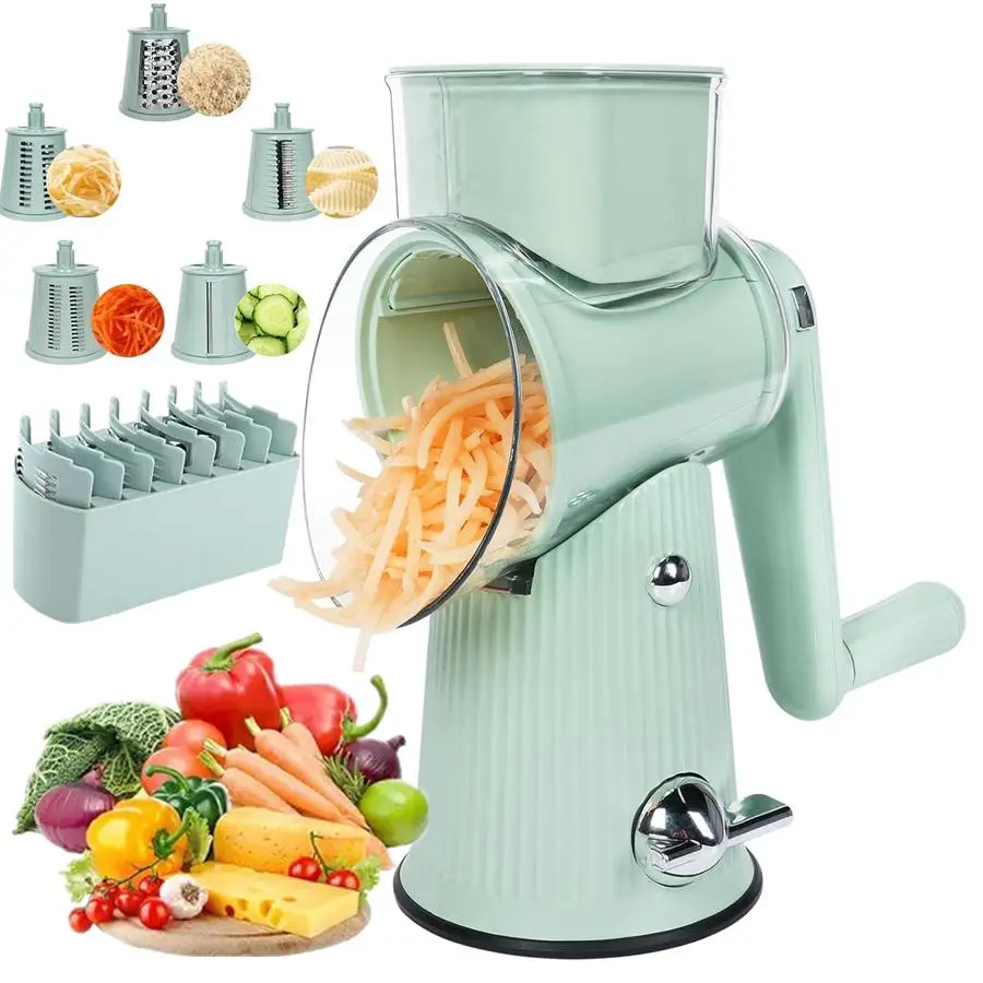 Manual Vegetable Chopper, 1 Set Multifunctional Vegetable Slicer, Rotating Vegetable Cutter, Kitchen Fruit Cutter, Home Kitchen Utensils & Gadgets