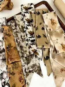 6 Pcs / 1 Set Elegant French Style Polyester Scarf Set, 6 Pieces, Suitable for Women and Girls, Vintage Hairband, Woven Ribbon, Multifunctional Accessories, Fashion Hair Accessories