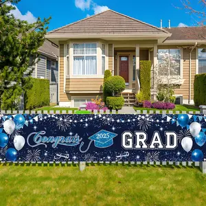 Graduation Party Background Banner, 1 Count Polyester Graduation Party Decoration Banner, Indoor & Outdoor Decoration, Photography Props, Garden Decoration, Ornaments