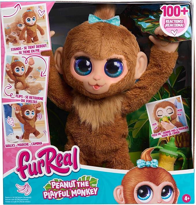 Just Play furReal Peanut The Playful Monkey Interactive Toy, 15-inch Realistic Plush, Kids Toys for Ages 4 Up
