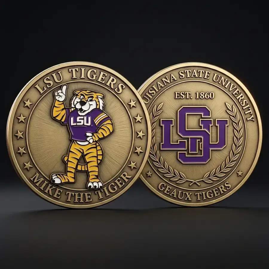 LSU Tigers challenge coin Louisiana State University Mike the Tiger Geaux Tigers college football fan collectible coin gift