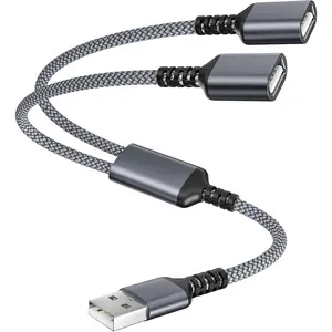 USB Splitter 1 in 2 Out 1FT,USB-A Splitter  1 Male to 2 Female Split,Dual/Double USBA Port Hub Split for PC,Laptop,Keyboard,,Printer,Flash Drive,LED,Support Data and