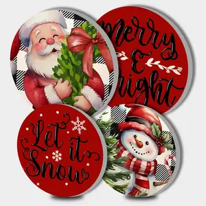 Red Christmas Decor Electric Stove Burner Covers,4 Pcs Xmas Decor Round Stove Burner Covers,8 Inches and 10 Inches,Gas Stove Burner Cover,Metal Cooktop Red Warm Decorative, Decor,Kitchen Decor