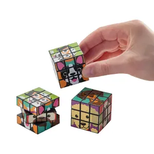 1 1/2" Mini Dog Party Magic Plastic Puzzle Cubes – 12 Pc.