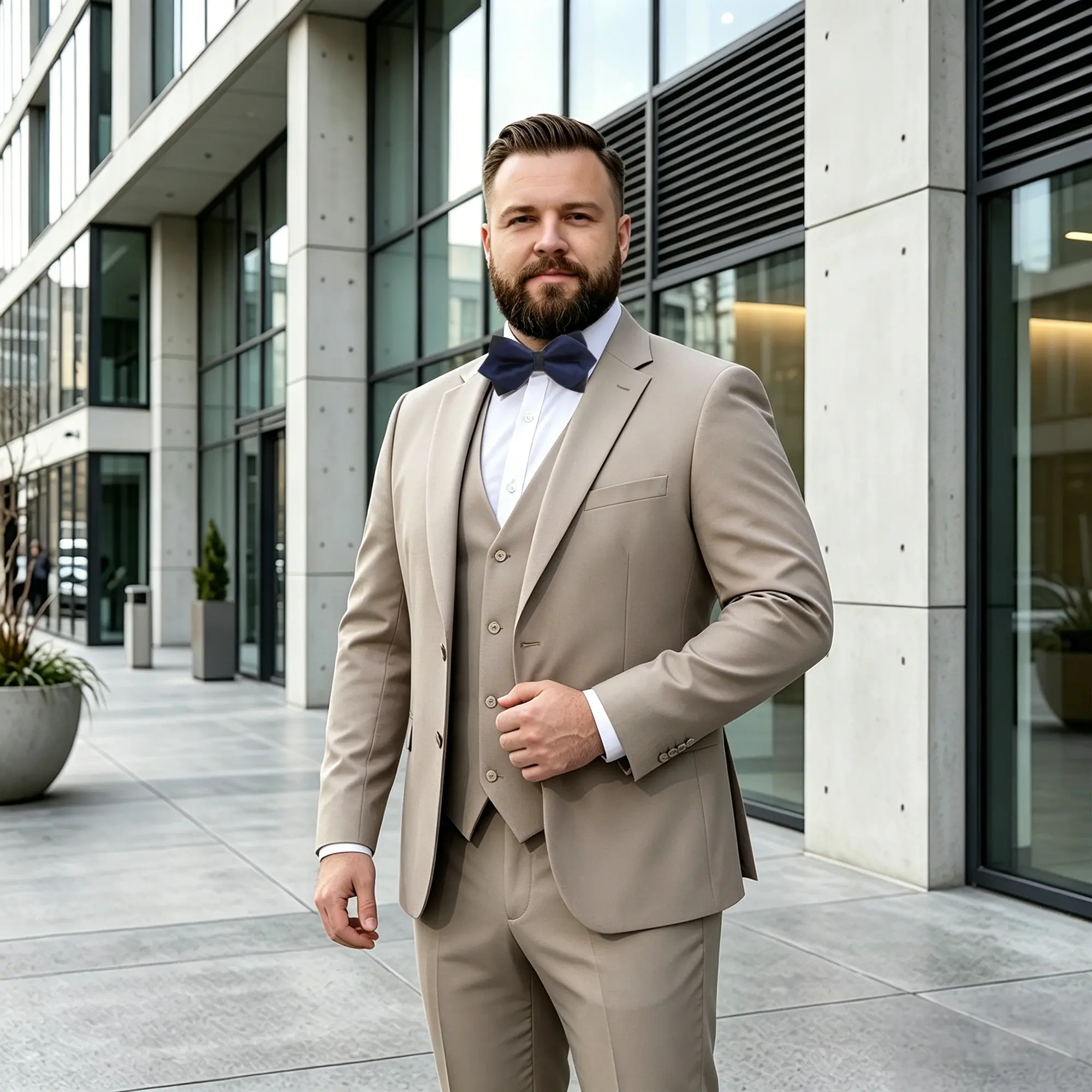 Men's Champagne Tuxedo Suit, 4-Piece Formal Wear for Big & Tall, Classic Relaxed Slim Fit in Wrinkle-Resistant Fabric with Matching Trousers