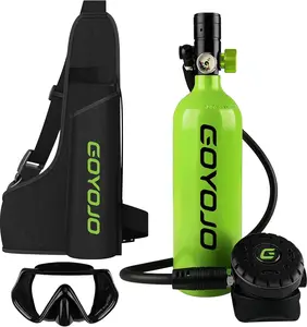 GOYOJO 1L Mini Scuba Tank with Mask – DOT Certified Portable Diving Air Tank, 3000 PSI Max Pressure, Pony Bottle Underwater Breathing Device for Snorkeling & Scuba Diving