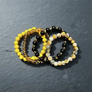 Yellow & Black Beaded Bracelet Stack