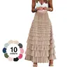 Women's Trendy High-Waisted Fitted A-Line Tulle Maxi Skirt - Ruffled Tiered Mesh Tutu Bottom, Elegant Chic Summer Petticoat, Machine Washable, Back to School Essential