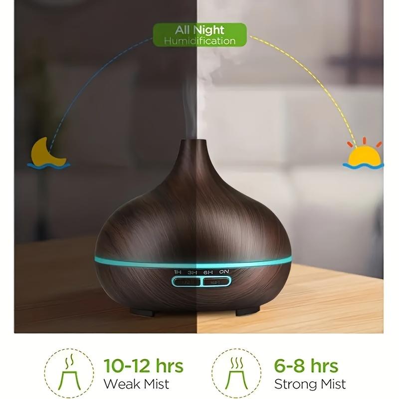 550ml Aromatherapy Diffuser with 6 Essential Oils Wood Grain Ultrasonic Humidifier Remote Control 7 Color LED Light Ideal for Christmas Birthday Housewarming fireplace flame dispensador aroma mini Gradient timer dual colorful USB Ultrasonic Diffuser Set