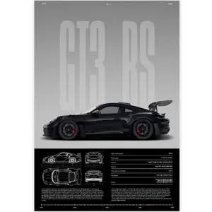 ULYTMMJG GT3 RS Morden Car Poster For Men Trendy Super Car Wall Art For Boys Bedroom Racing Car Prints Photos Office Decor Home Decor Unframe-style Gift Ornaments
