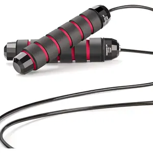 Skipping Rope with Ball Bearings Rapid Speed Adjustable Jump Rope Cable and 6” Memory Foam Handles Ideal for Aerobic Exercise Like Speed Training, Extreme Jumping, Endurance Training and Gym