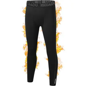 Boys' Thermal Pants Fleece Lined Compression Leggings Youth Football Base Layer Kids Sports Tights for Cold Weather