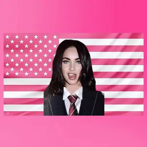 Megan Fox Pink American Flag, Transformers Actress Wall Tapestry for Dorm Room Decor