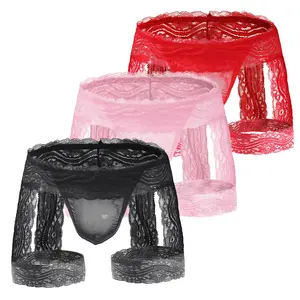 Bleso Sissy Lace Panties Men's Ruffled Panties Thongs Mini Skirt Thongs Gay Lingerie