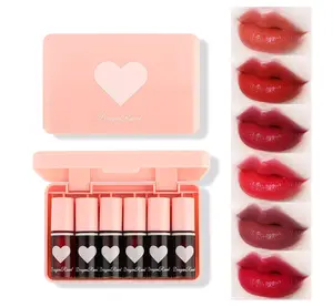 6 Colors Lip Tint Stain Set, Korean Lip Gloss Lip Tint Stain Plumping Mini Liquid Lipstick, Multi-use Lip and Cheek Tint, Long lasting Non-Stick Cup Waterproof, Vivid Color, Lip Tint Makeup Cosmetic Glossy long-lasting cruelty free Lip Care