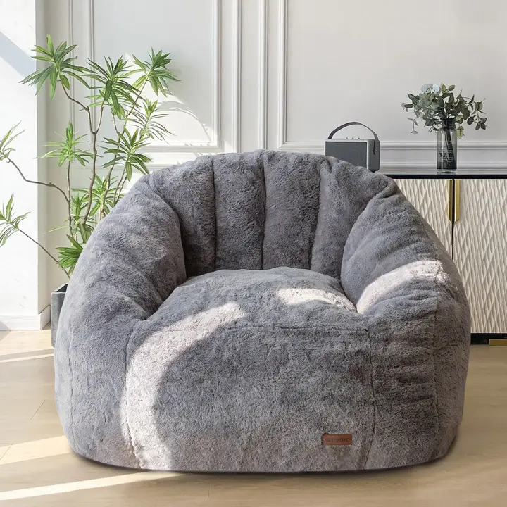 deals for you summervibe MAXYOYO Giant Bean Bag Chair, Oversized Bean Bag Couch for Adults and Kids, Faux Fur Shell-Shaped Large Chair with Filler, Stuffed Big Accent Sofa Lounge Floor Sofa for Gaming, Reading