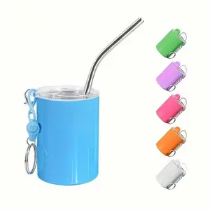 6 - Pack 3oz Keychain Mini Shot Glass Tumbler Set drink Drinkware tumblers straw drinkware