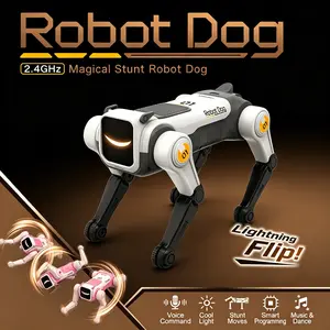 RC Robots Dog for Kids, 2.4GHz Remote Control Magical Stunt Robot Dog Toys, Smart Programming, Stunt Moves, Voice Command, Cool Light, Music & Dance, Birthday Gifts for Boys and Girls Age 8+.