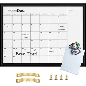 Dry Erase White Board & Monthly Calendar Board, Black Frame, Small Size Planning Board for Office, School and ,  Board for Schedule/Timetable,12" x 16"(YL-BK-3040-A)