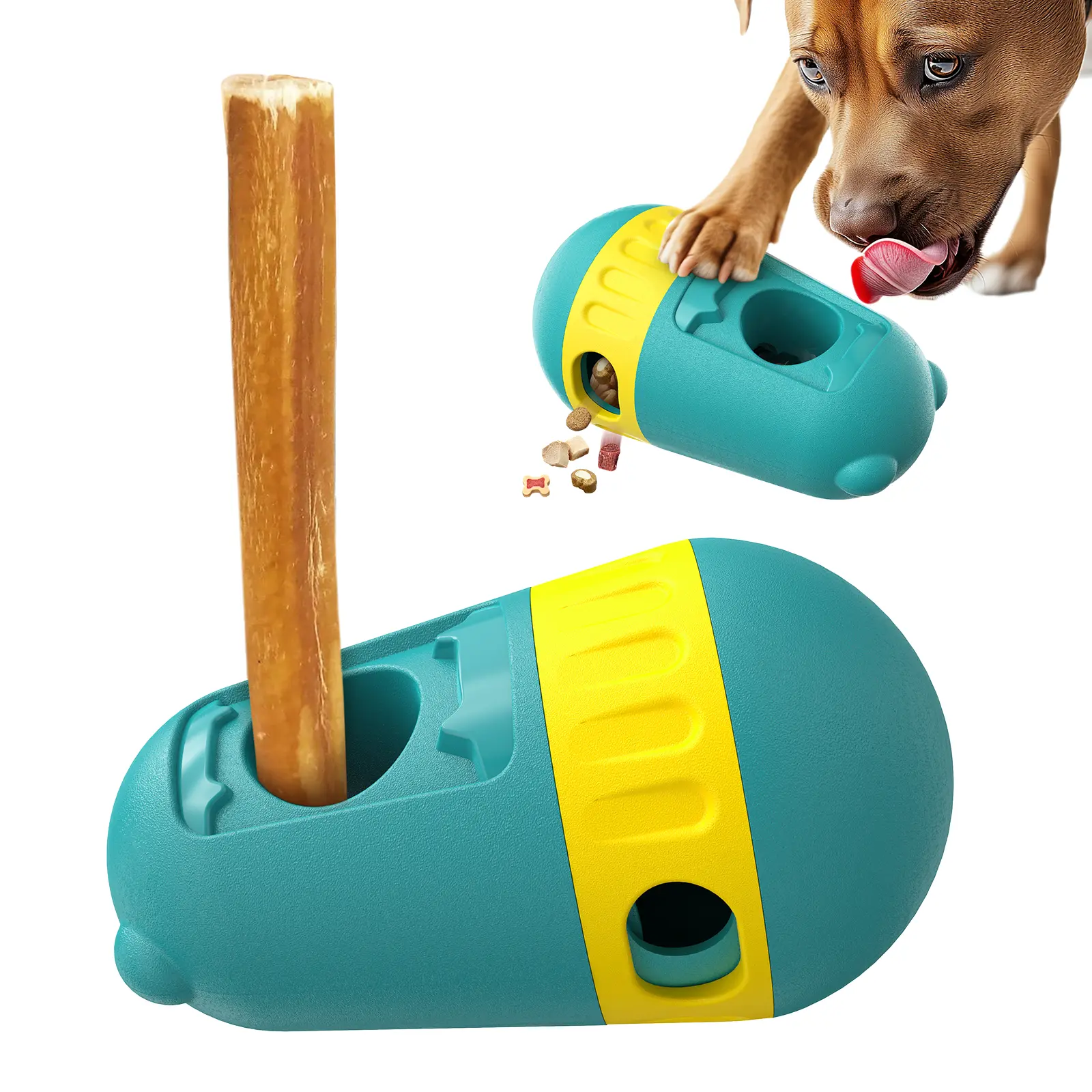 Bully Stick Holder,Safe Dog Chew Holder Prevents Choking,Durable Dog Toys for Aggressive Chewers,Engaging Interactive Toy for Boredom,Easy-Clean Treat Dispenser for Small to Large Breeds