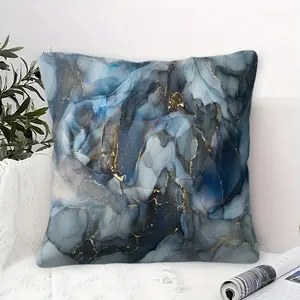 Luxury Blue Gold Marble Throw Pillow, Modern Abstract Ink Cushion, Accent Pillow (Includes Pillow Core),Ideal Decorative Gift for Sofa Living Room Bedroom, Home Decorative Cushion