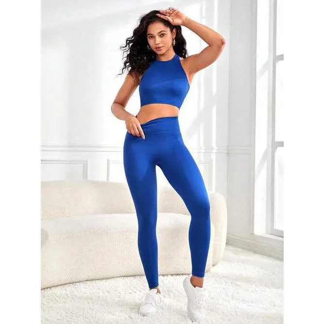 Round Neck Sport Tank and Leggings Set